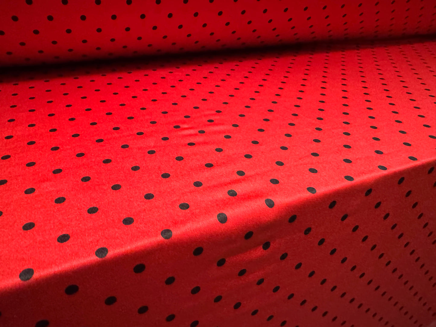 Swimwear stretch spandex jersey fabric, per metre - polka dot print - red