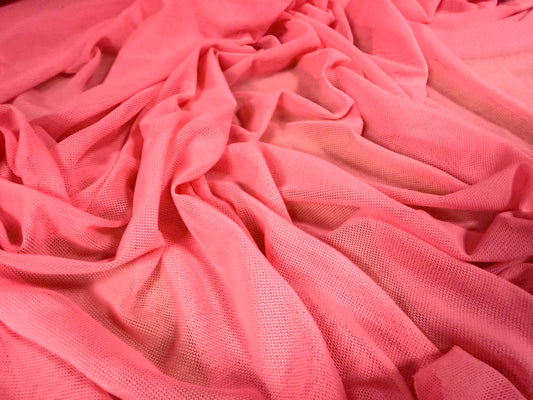 Power mesh net stretch spandex fabric, per metre - plain - watermelon pink