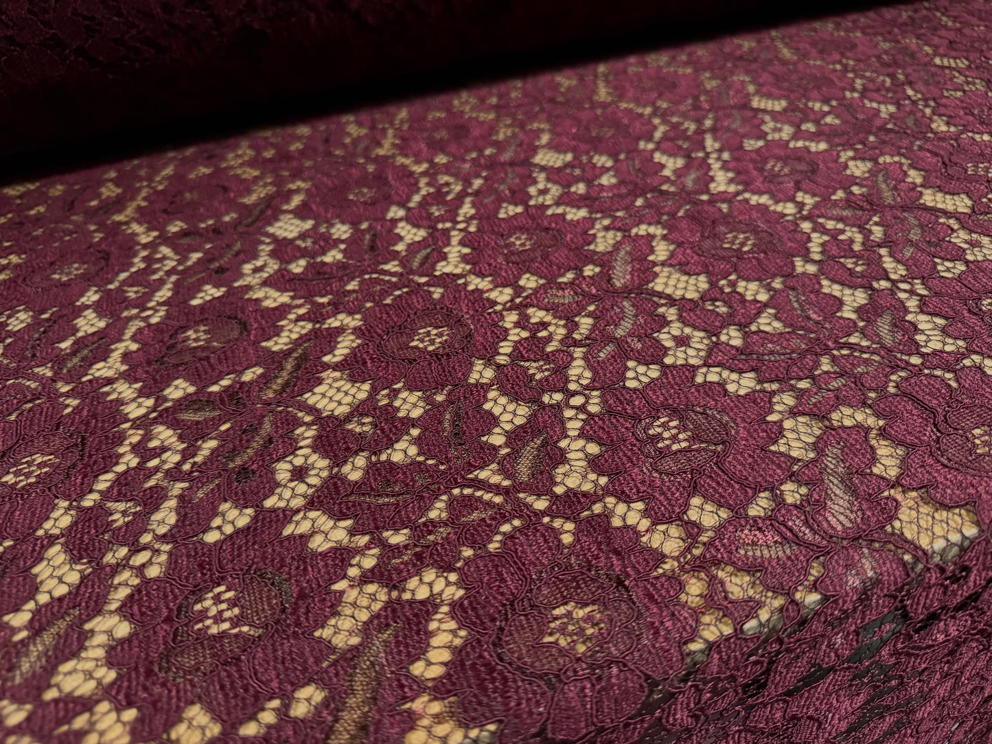 Heavy corded Alencon lace dress fabric, per metre - floral - plim