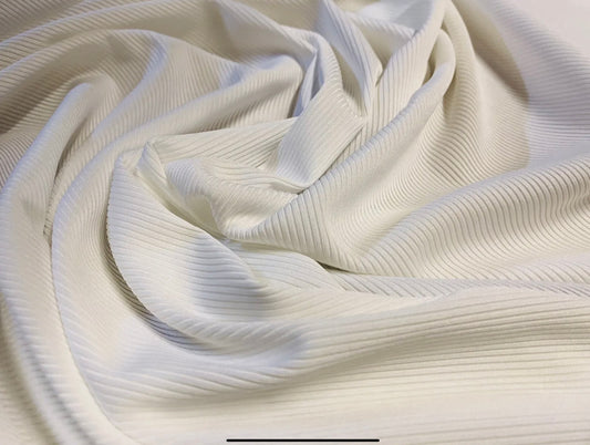 2x1 Stretch spandex ribbed jersey fabric, per metre - plain - white