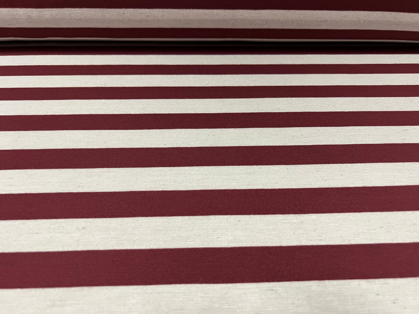 Viscose blend single jersey fabric, per metre - stripe - burgundy & white