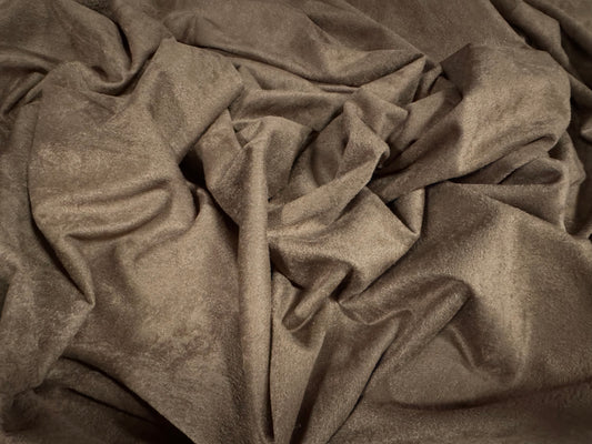 Faux suede stretch spandex jersey fabric, per metre - plain - taupe