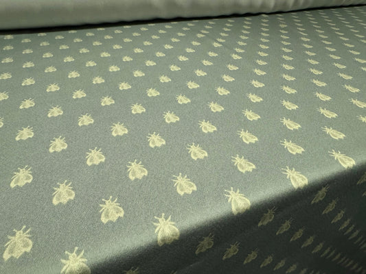 Crepe backed sateen woven dress fabric, per metre - bee print - sage green