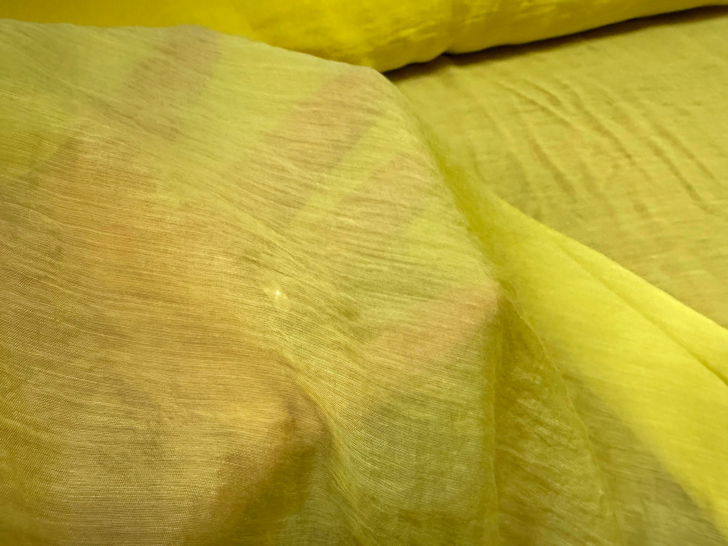 Lightweight crinkle voile fabric, per metre - plain - yellow