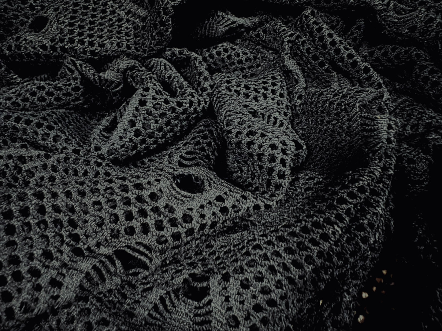 Stretch fishnet mesh net jersey fabric, per metre - All Seeing Eye - black