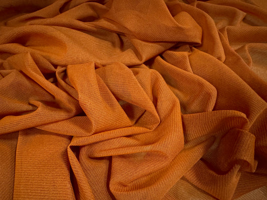 Stretch helenca mesh fabric, sheer, per metre - plain - terracotta