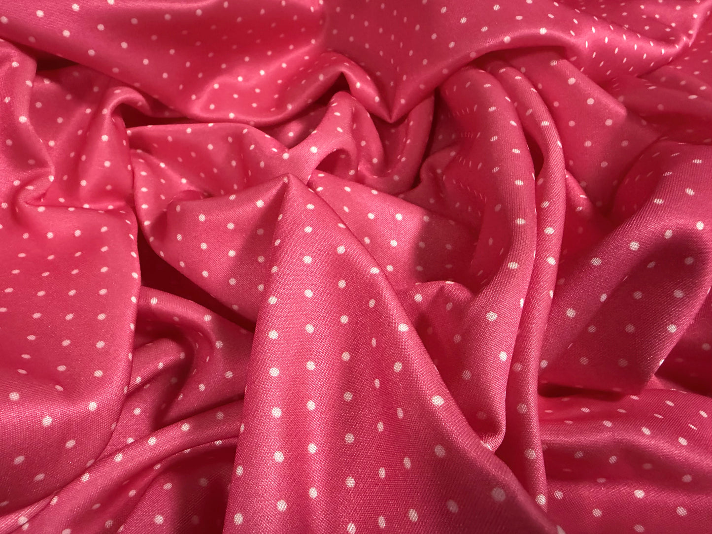 Scuba stretch double jersey fashion fabric, per metre - spot print - cerise pink