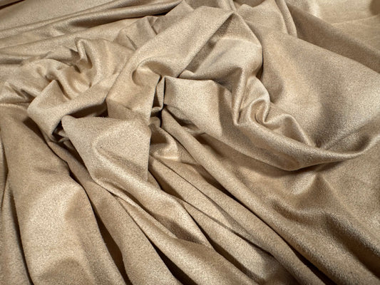 Faux suede stretch spandex jersey fabric, per metre - plain - Minster Stone