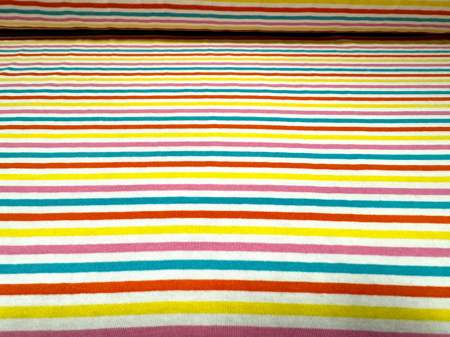 Cotton single jersey fashion fabric, per metre - stripe - multicolour