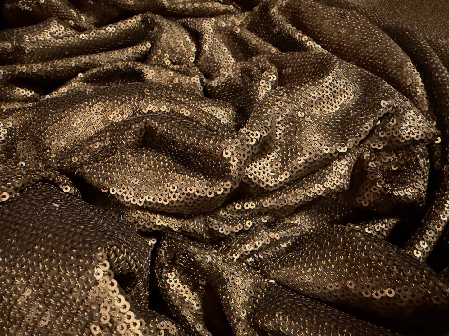 Couture sequin dress fabric, per metre - brown