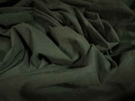 Orange Peel crinkle nylon fabric, per metre - plain - dark olive green
