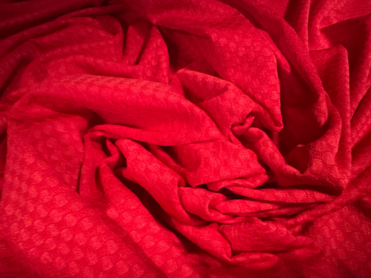 Hexagon jacquard stretch spandex double jersey fabric, per metre - red