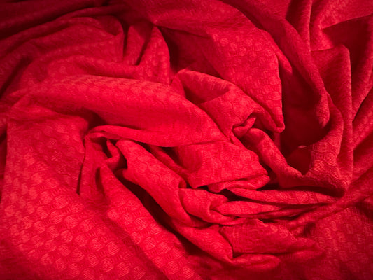 Hexagon jacquard stretch spandex double jersey fabric, per metre - red