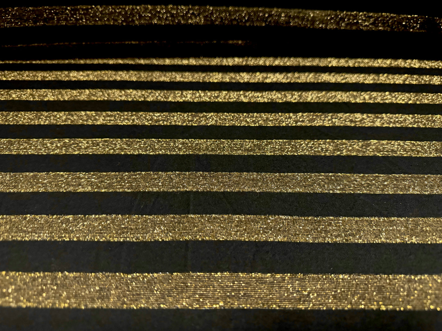 Metallic single jersey fashion fabric, per metre - lurex stripe - black & gold