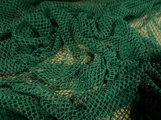 Stretch fishnet mesh jersey fabric, per metre - plain - emerald green