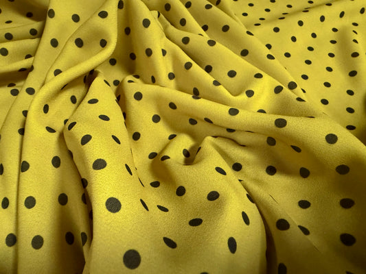 Georgette woven dress blouse fabric, per metre - spot print - chartreuse