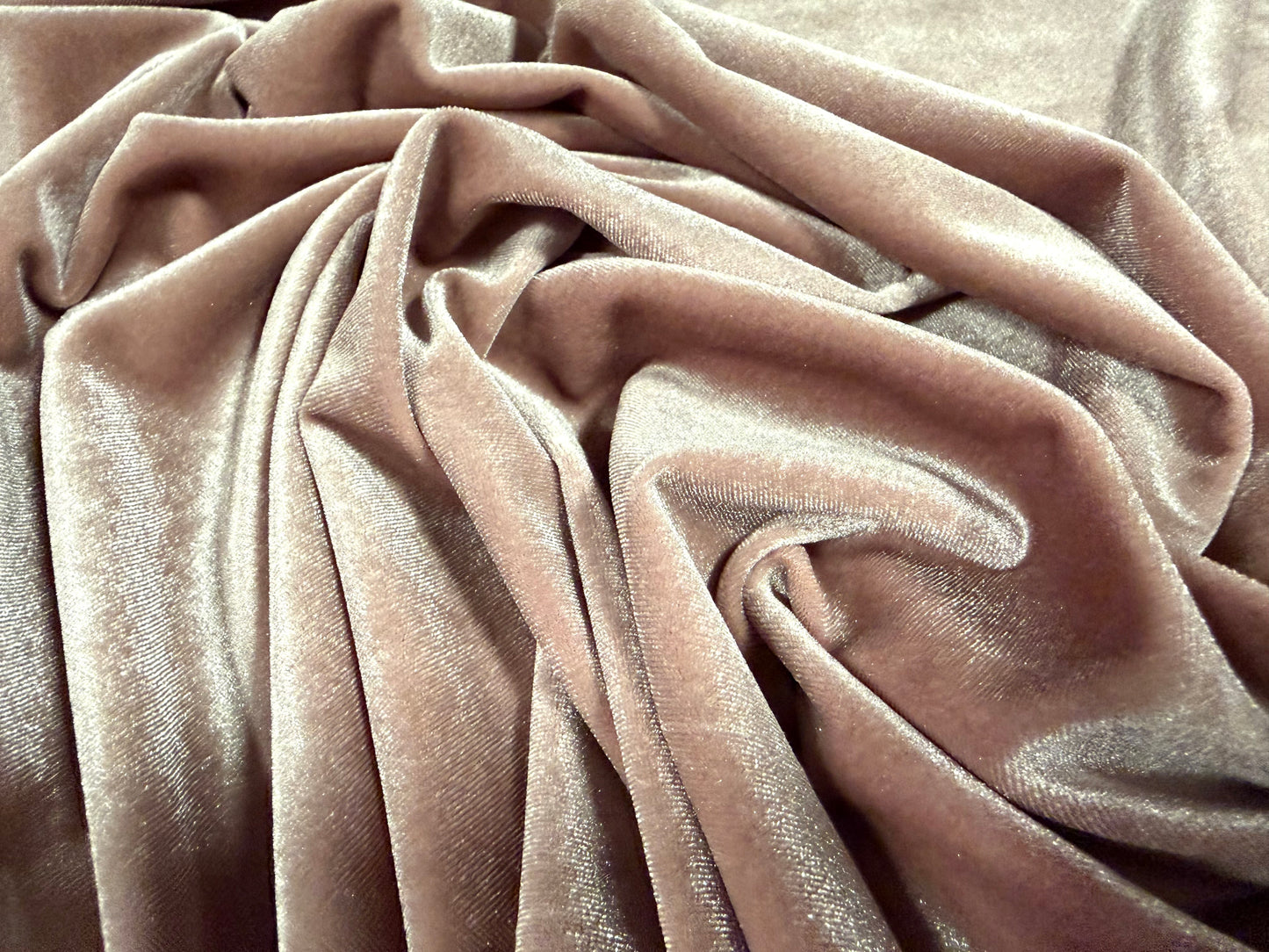 Spandex velvet stretch dress fabric, per metre - plain - pale rose