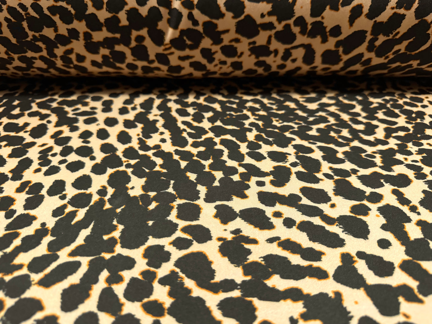 Swimwear stretch spandex jersey fabric, per metre - leopard print - pale gold
