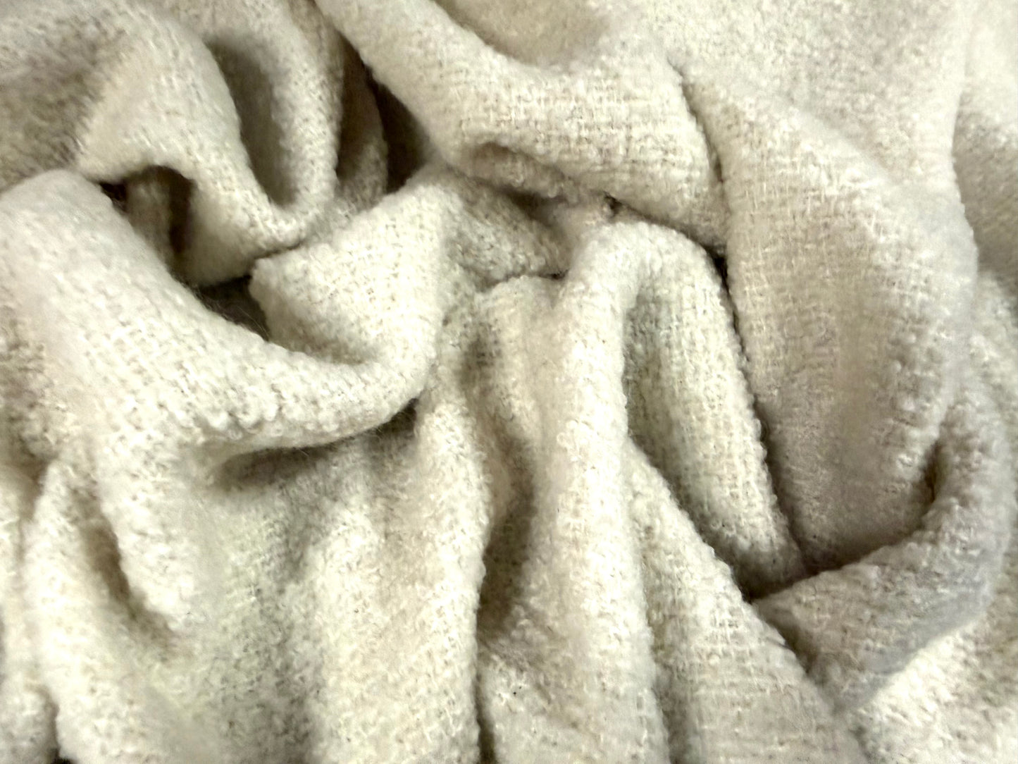 Heavyweight wool bouclé fabric, per metre - plain - ivory