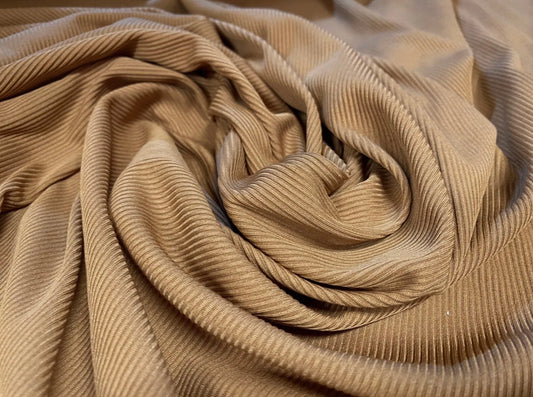 Stretch spandex rib jersey fabric, per metre - plain - caramel