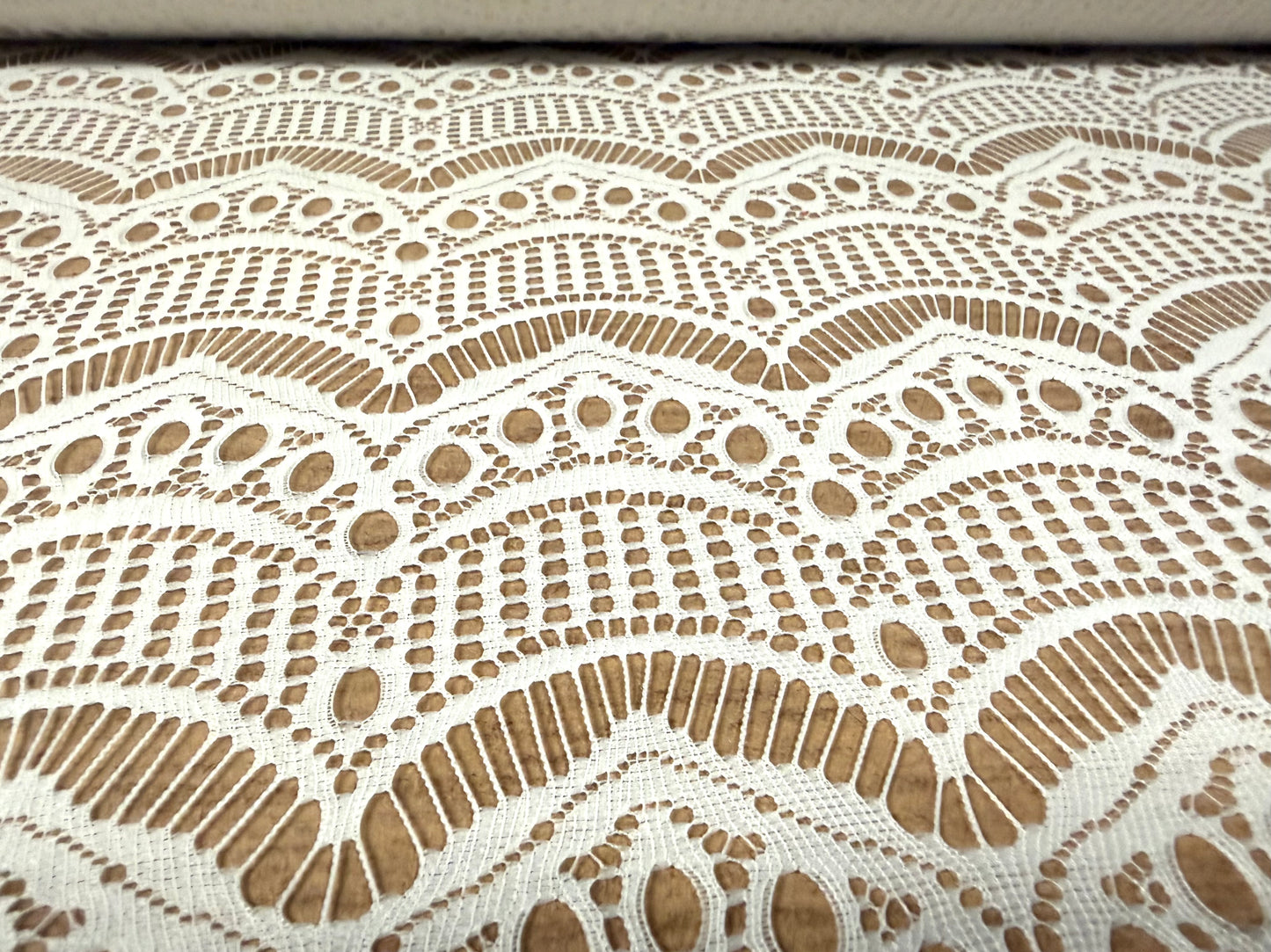 Scalloped lace dress fabric, per metre - ivory