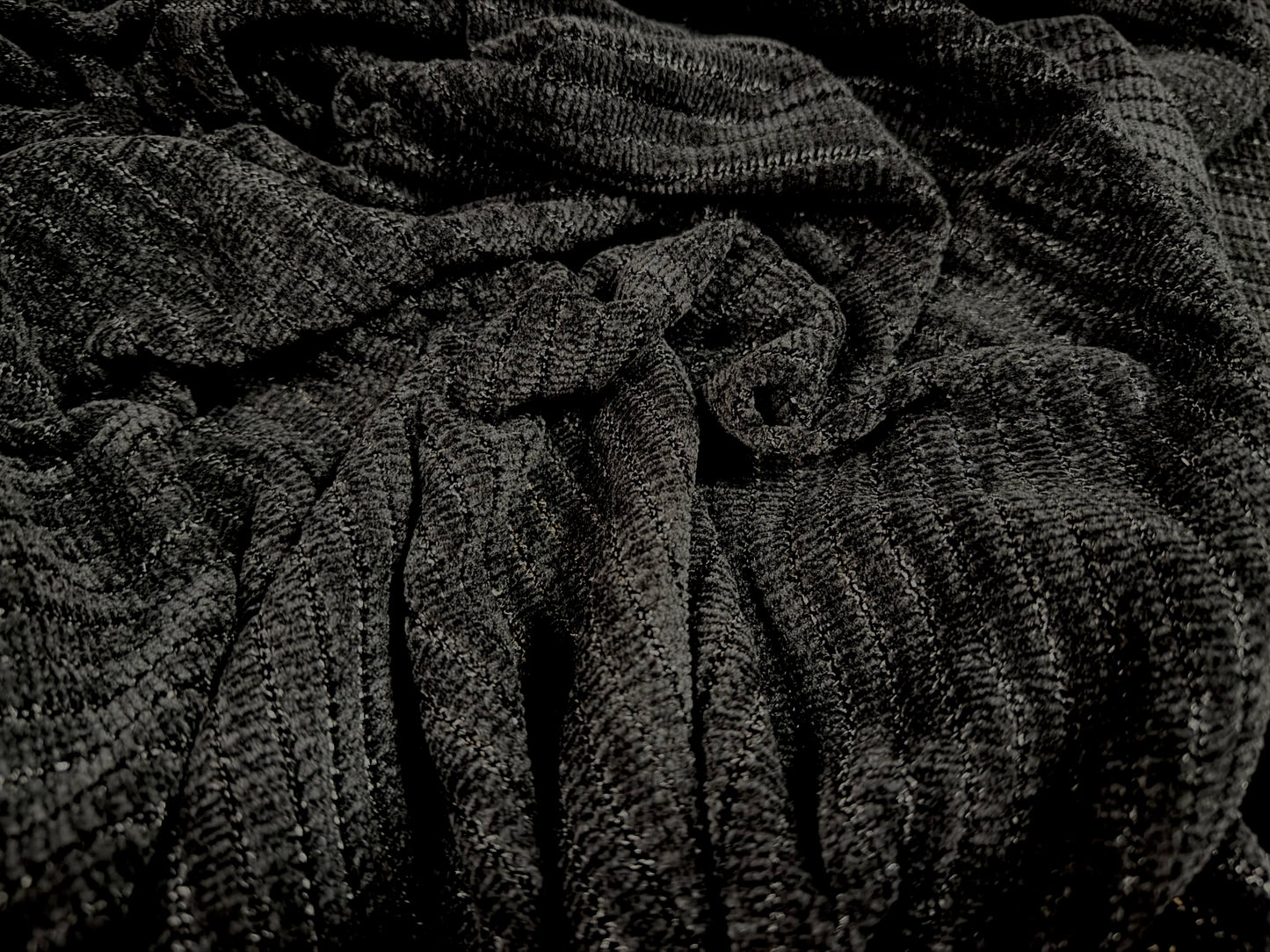 Soft velour knit fabric, per metre - stripe - black