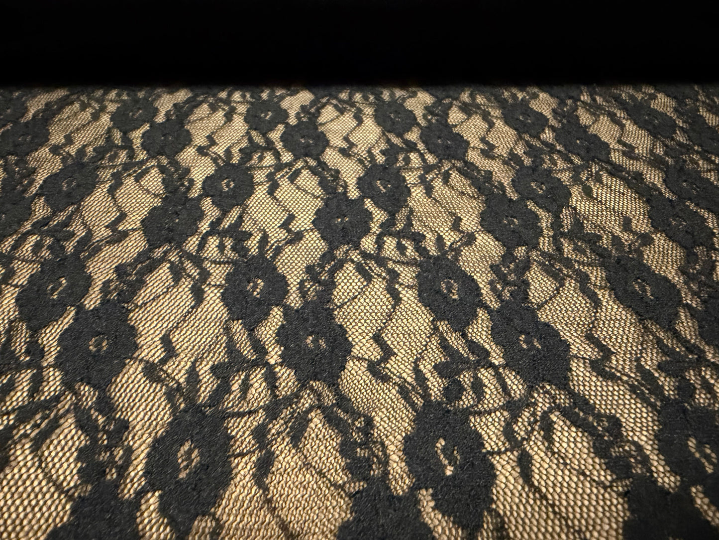 Stretch spandex lace fabric, per metre - floral - black