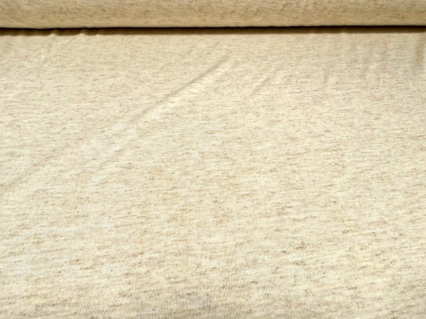 Metallic viscose stretch single jersey fabric, per metre - cream marl with gold fleck