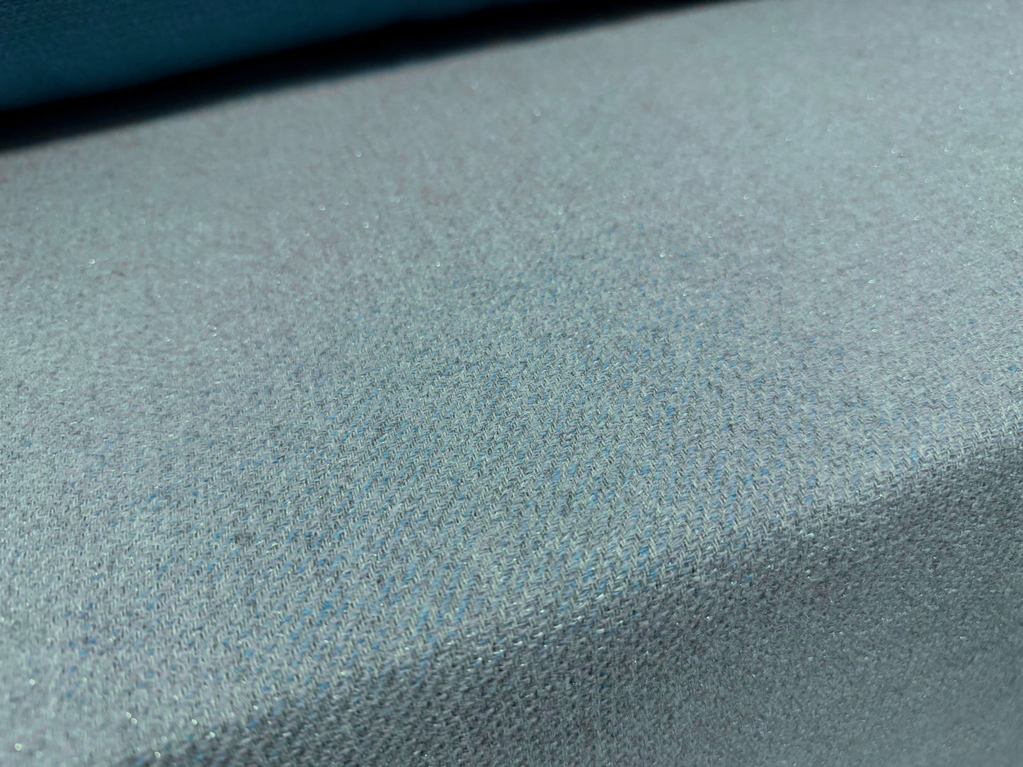 Metallic wool tweed fabric, per metre - powder blue with silver lurex
