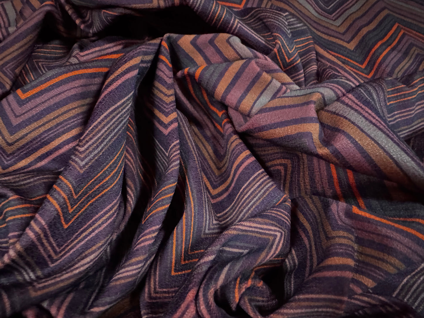 Stretch Spandex crepe jersey fabric, per metre - chevron print - purple