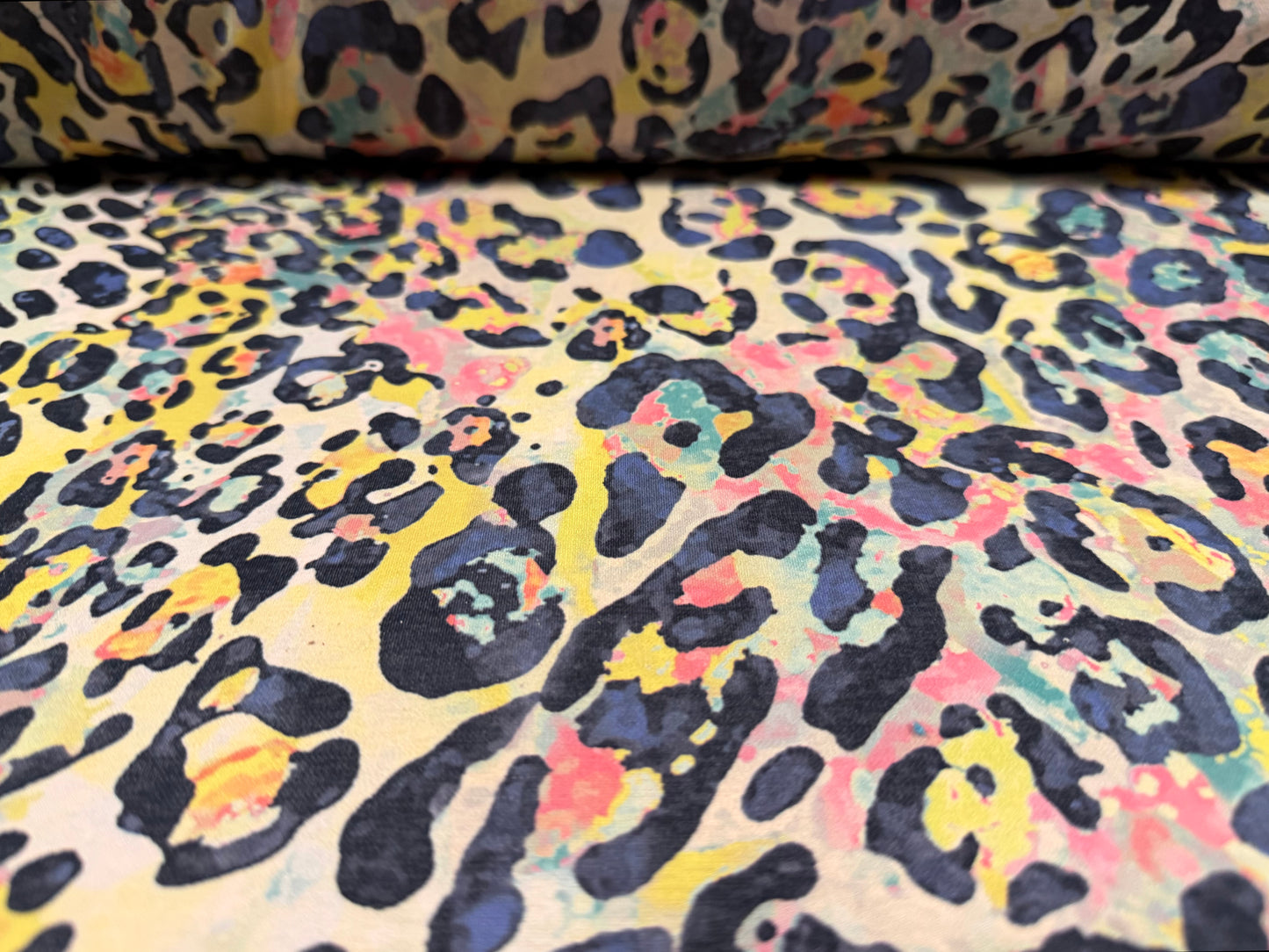 Stretch matte swimwear fabric, per metre - leopard print - multicolour