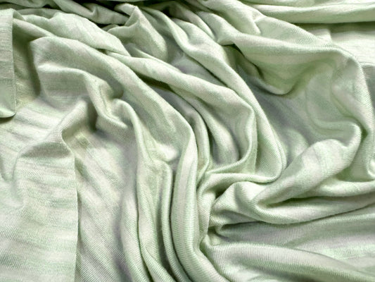 Viscose spandex stretch single jersey fabric, per metre - Breton stripe - spearmint green & off white