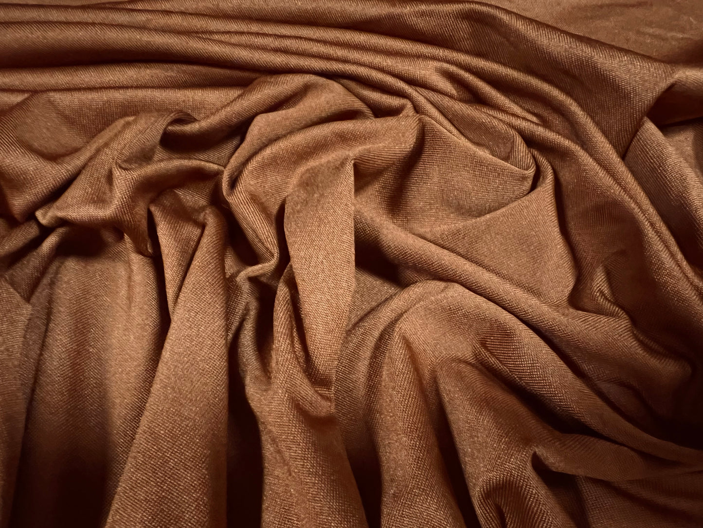 Stretch crepe back sateen single jersey fabric, per metre - plain - chocolate brown