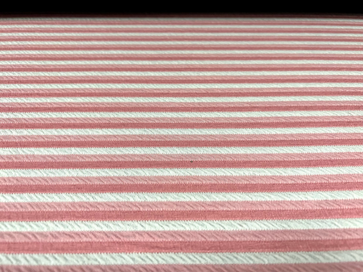 Stretch double jersey knitwear fabric, per metre - stripe - pink & white