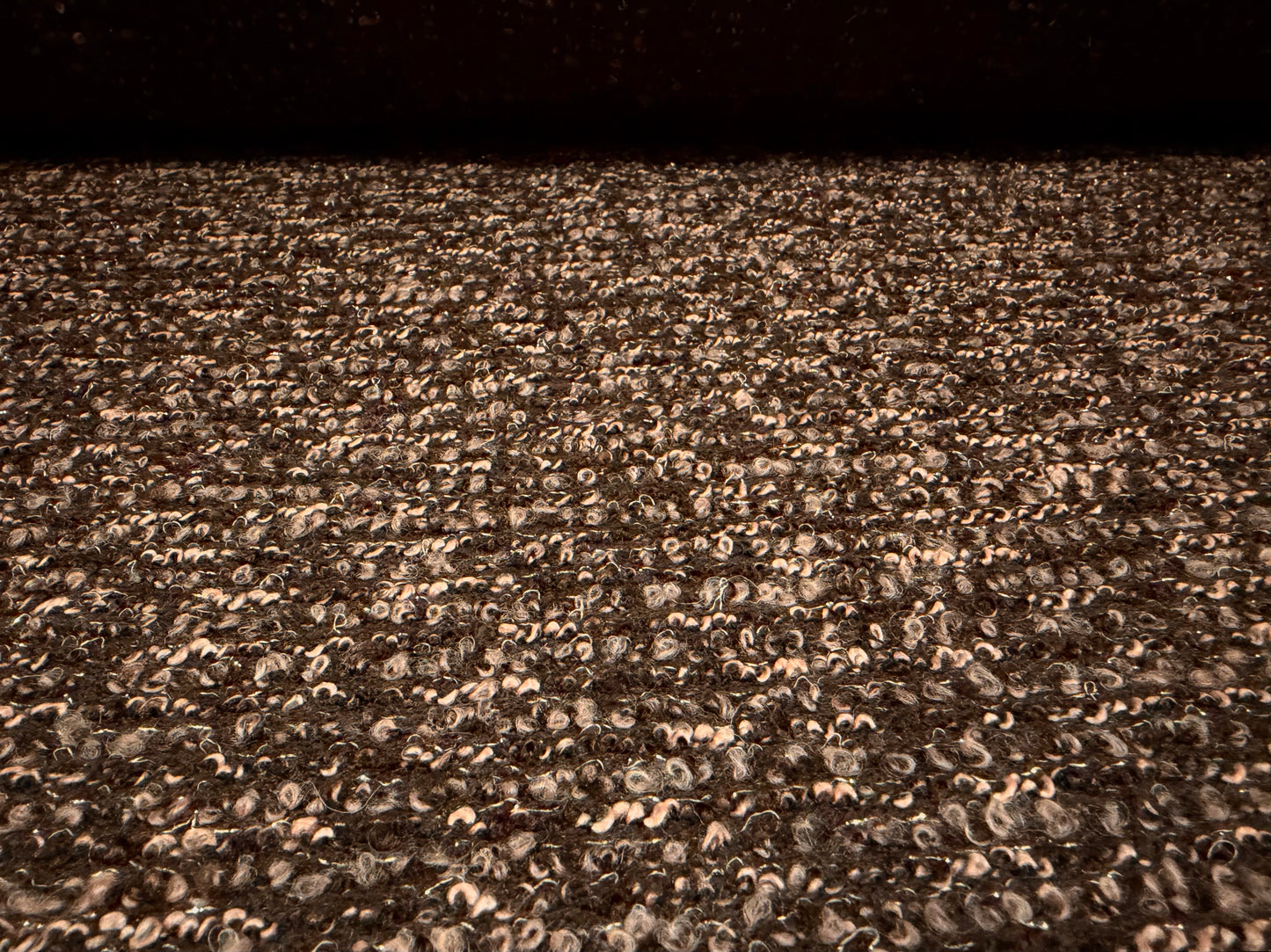 Metallic wool bouclé knit fabric with lurex, per metre - brown & pink