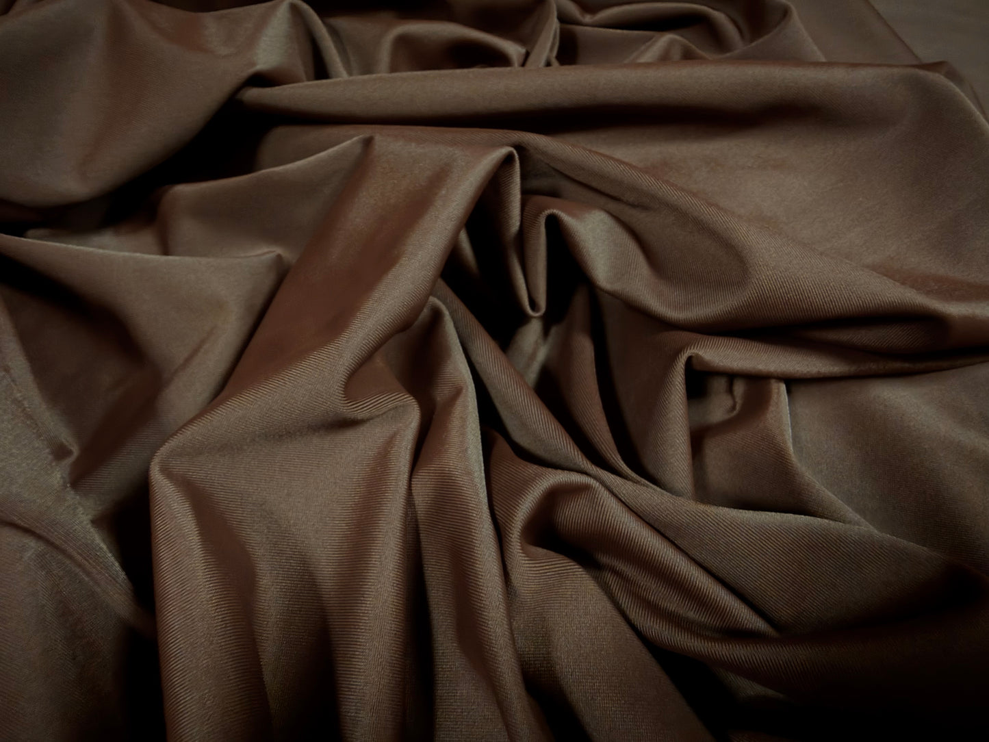 Stretch sateen activewear jersey fabric, per metre - matte - brown