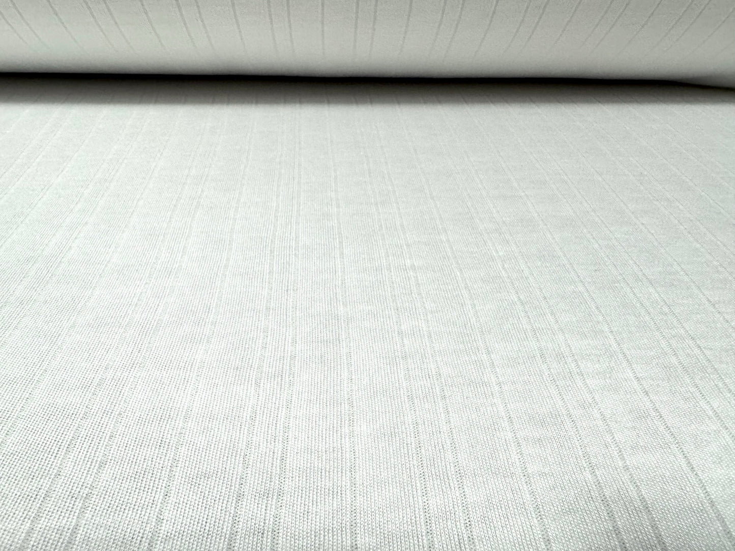 Thermal jersey fabric, per metre - needleout pinstripe - white
