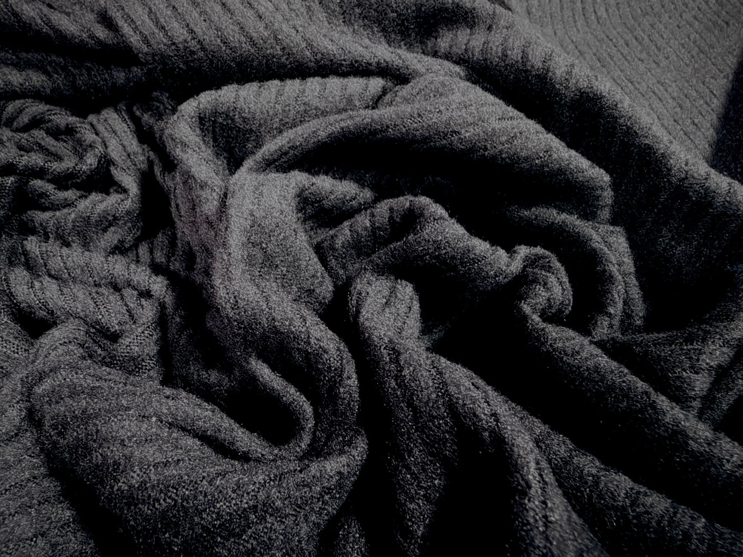 Knitwear rib jersey fabric, per metre - solid - black