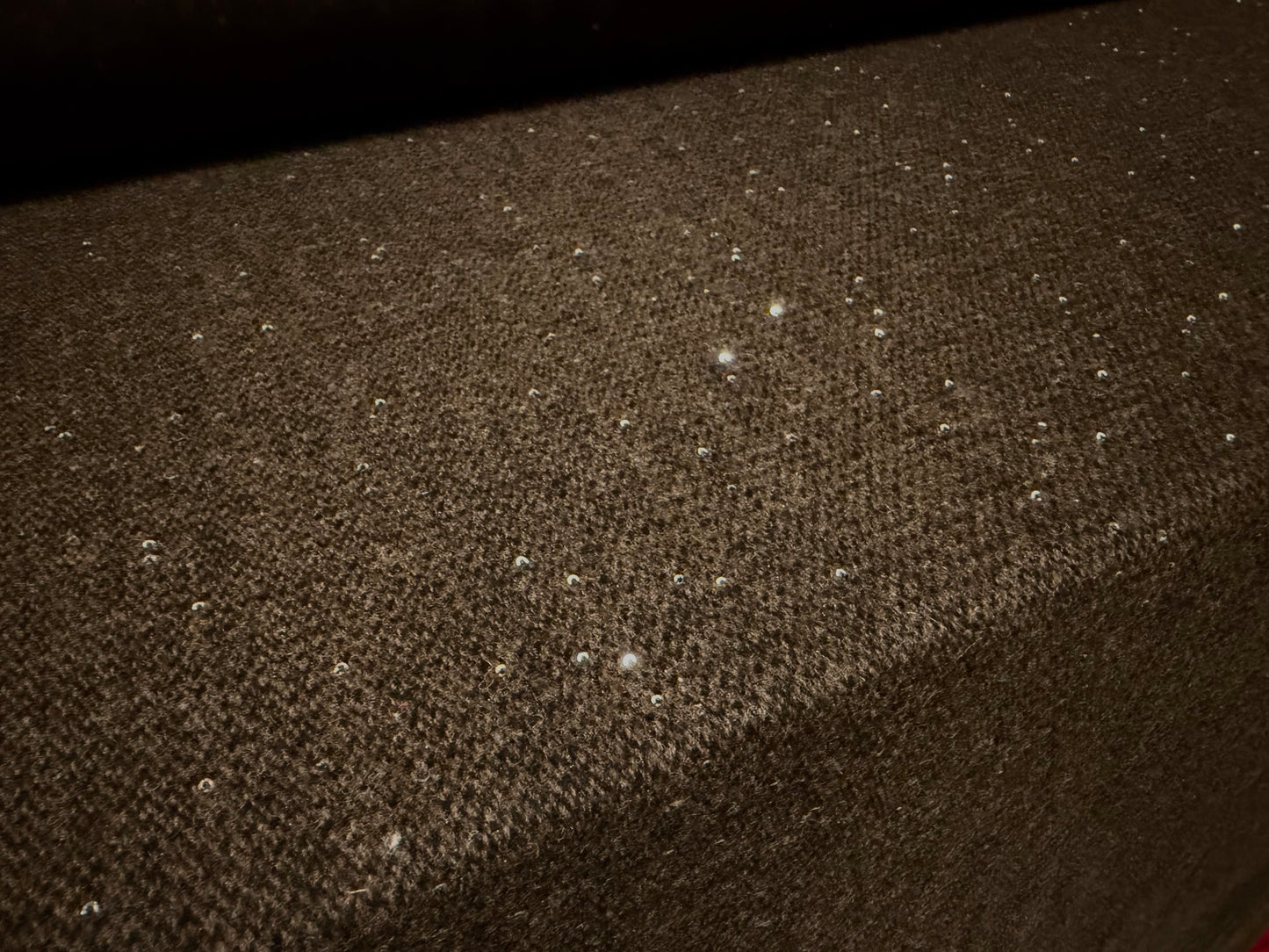 Wool tweed fabric with sequins, per metre - brown