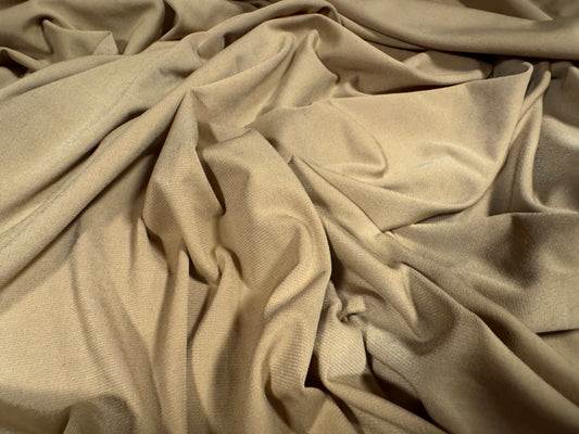 Stretch spandex ITY single jersey fabric, per metre - plain - tan