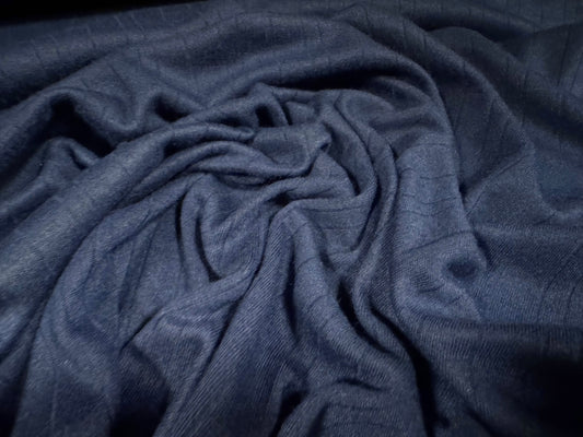 Thermal jersey fabric, per metre - needleout pinstripe - French Navy Blue