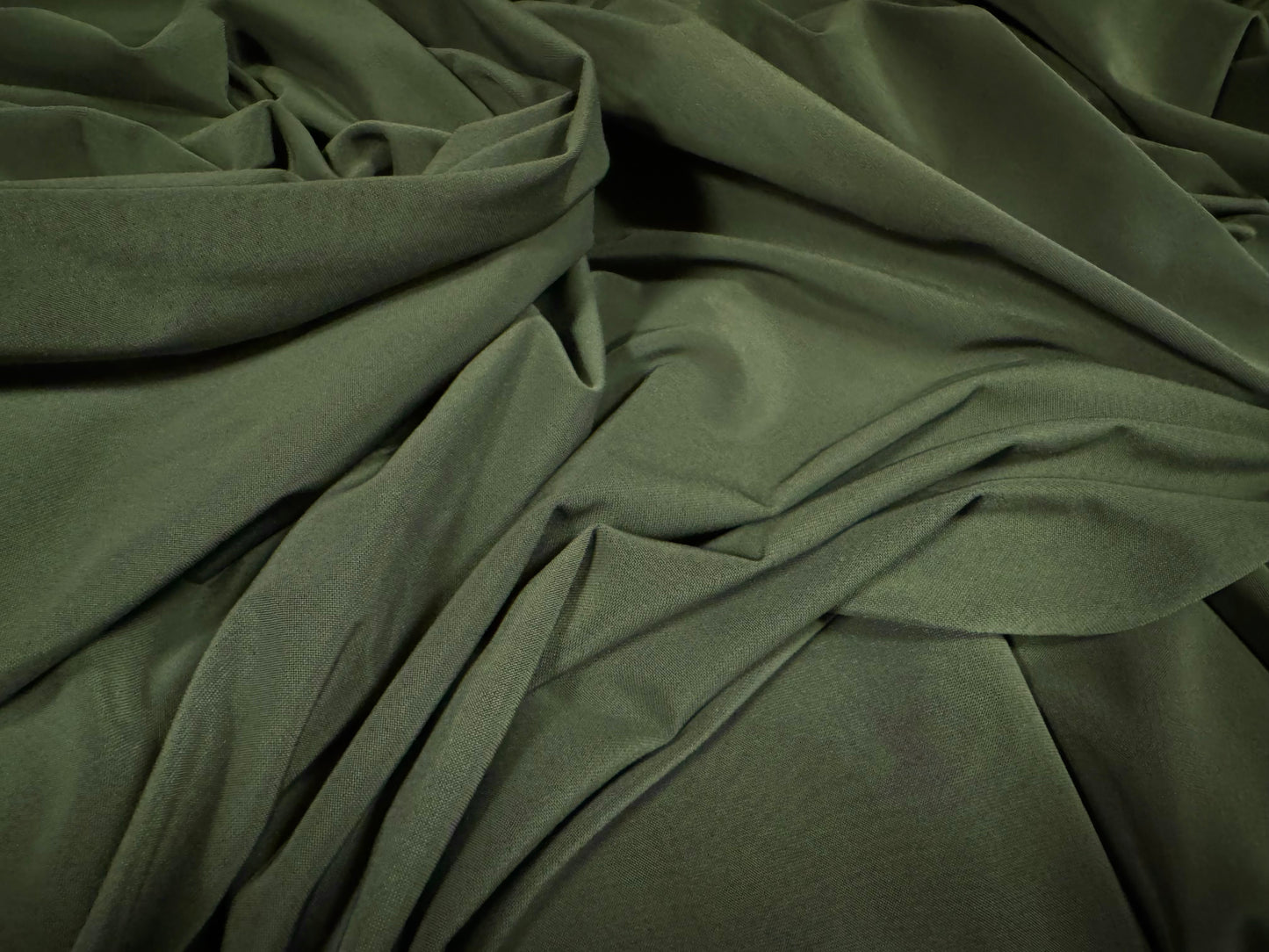 Soft touch spandex stretch jersey dress fabric, per metre - plain - olive green