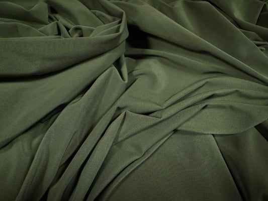 Soft touch spandex stretch jersey dress fabric, per metre - plain - olive green