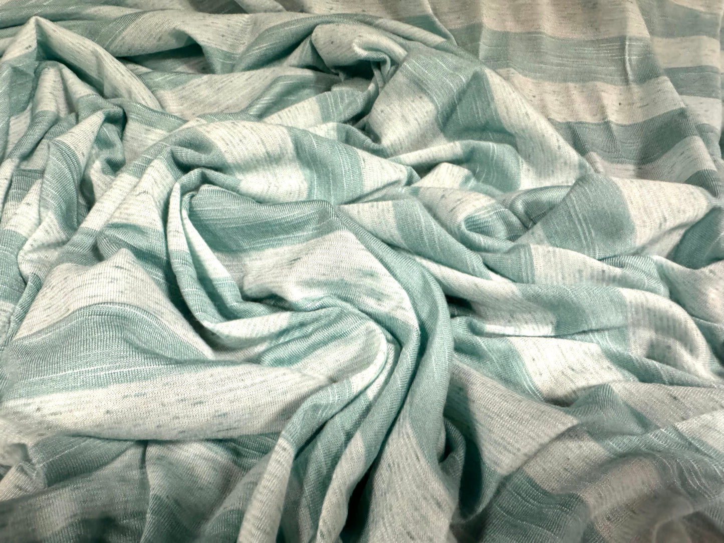 Viscose slub single jersey fashion fabric, per metre - stripe - aqua