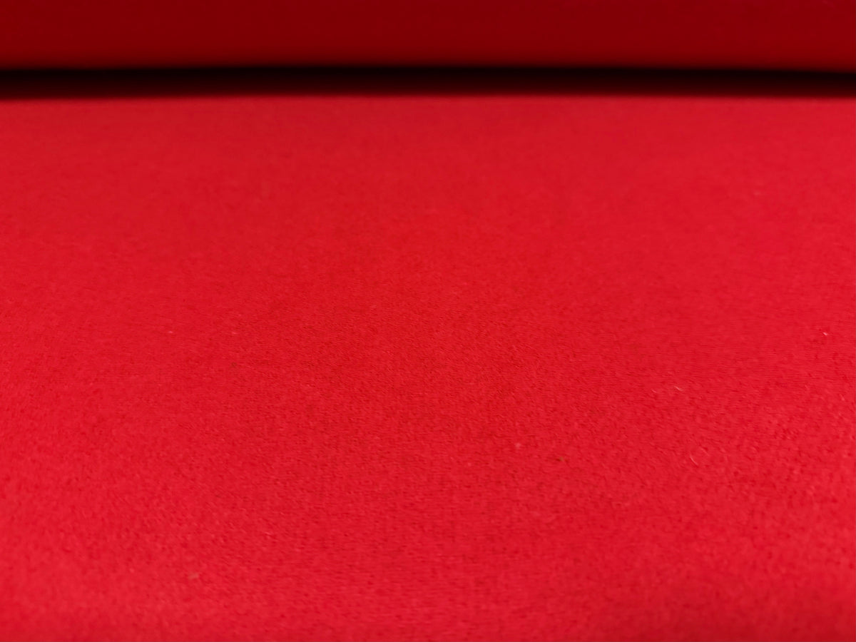 Heavyweight wool flannel fabric, per metre - plain - red