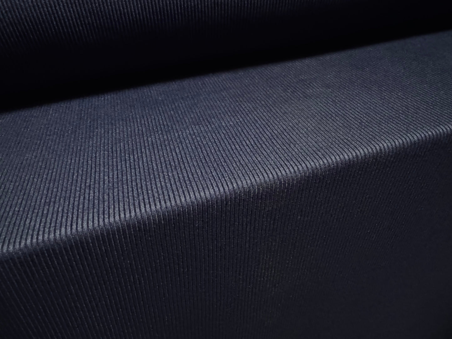 Fine ribbed spandex stretch jersey fabric, per metre - plain - navy blue