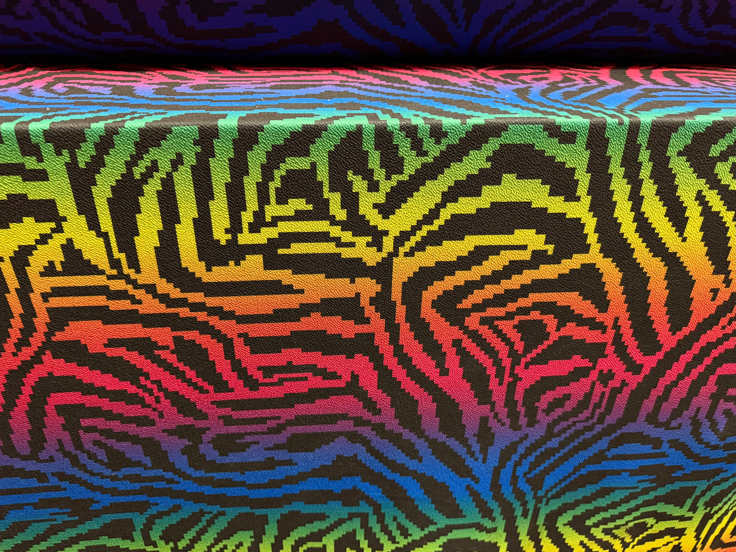 ‘Liverpool’ textured scuba stretch spandex jersey fabric, per metre - rainbow animal print -  multicolour