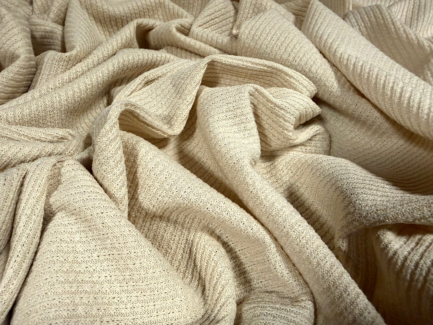 Stretch knitwear rib jersey fabric, per metre - solid - cream