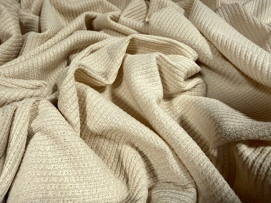 Stretch knitwear rib jersey fabric, per metre - solid - cream