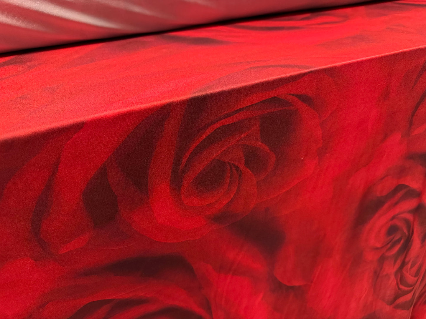 ITY stretch spandex single jersey fabric, per metre - shadow rose print - deep red